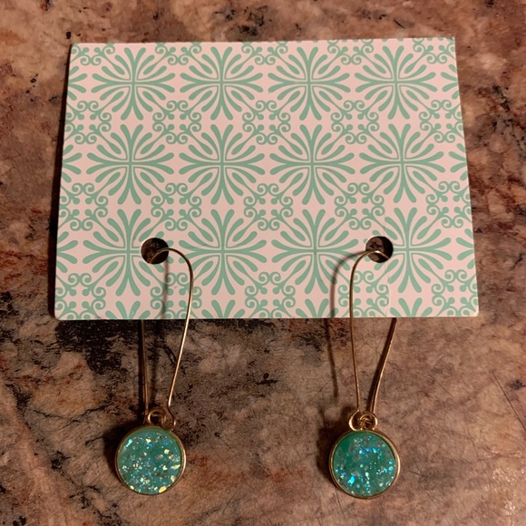 aquamarine druzy earrings - Picture 1 of 4